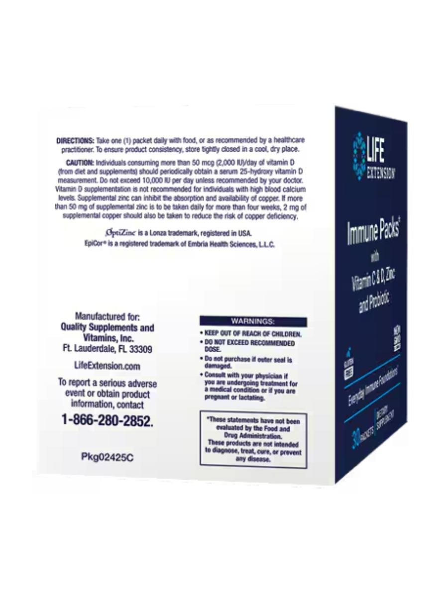 Immune Packs with Vitamin C & D, Zinc and Probiotic