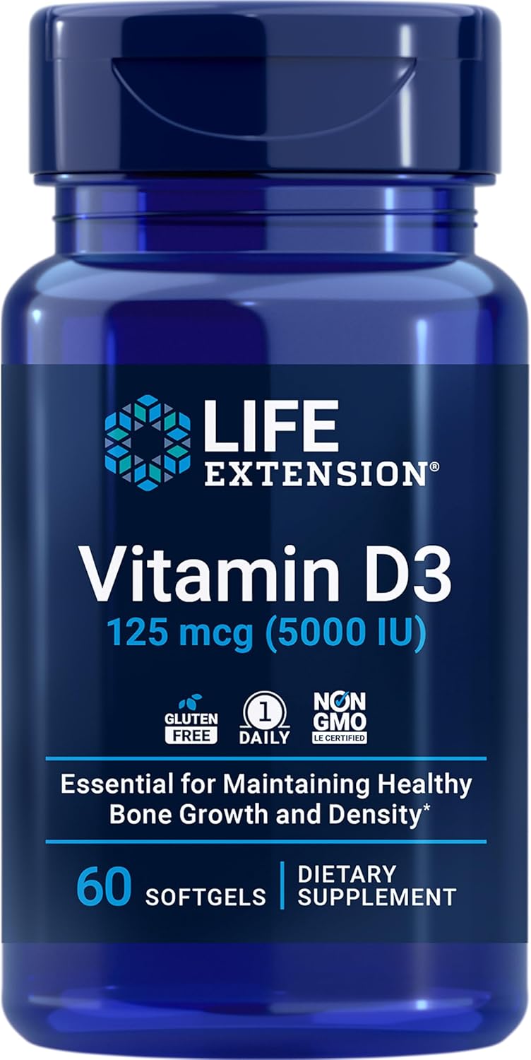 Vitamin D3 125 mcg (5000 IU), 60 softgels